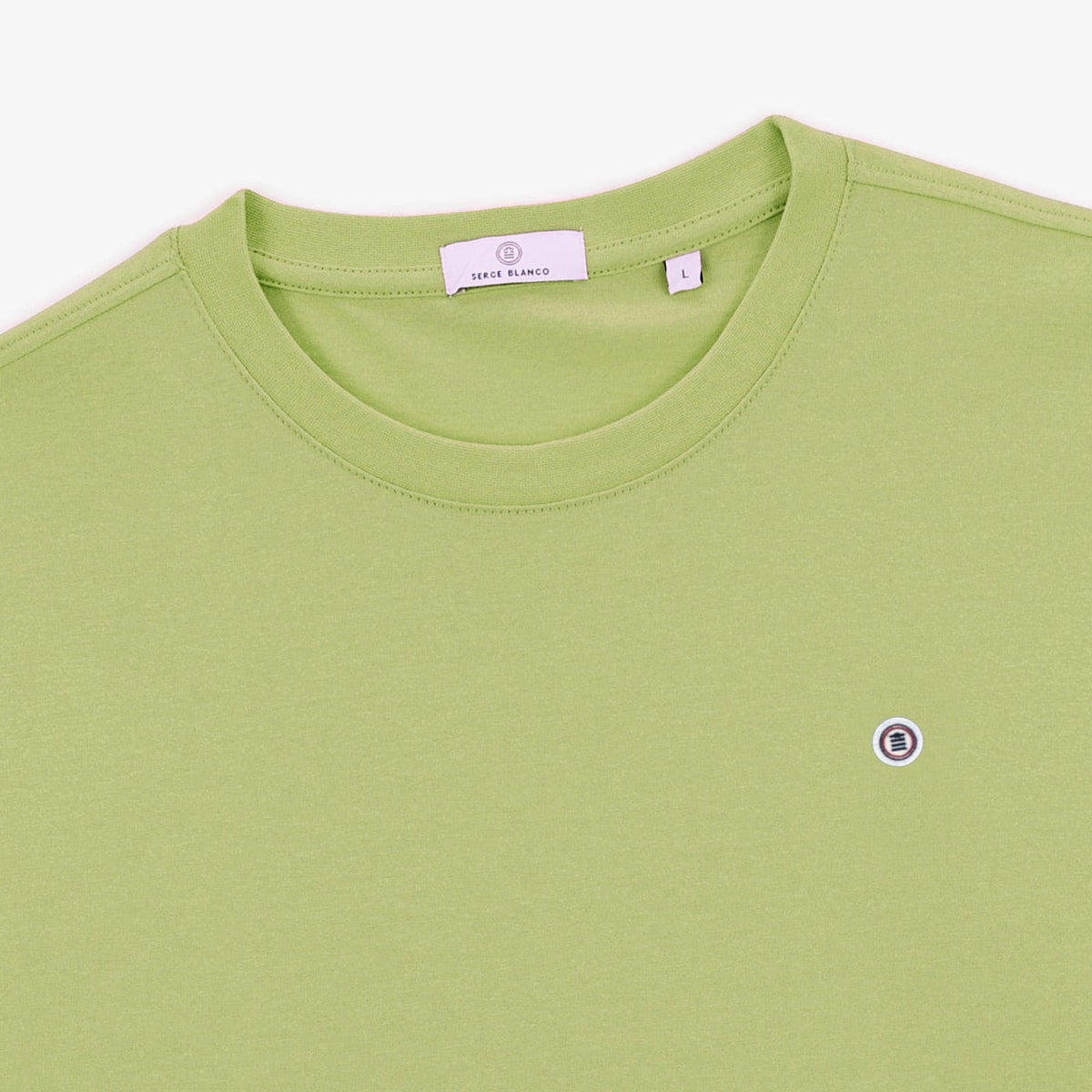 T-shirt Manches Courtes En Coton Col Rond Théo Vert Tilleul Homme SERGE BLANCO