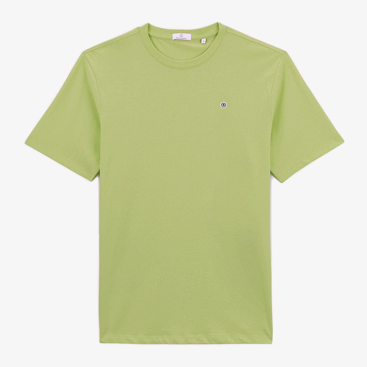 T-shirt Manches Courtes En Coton Col Rond Théo Vert Tilleul Homme SERGE BLANCO