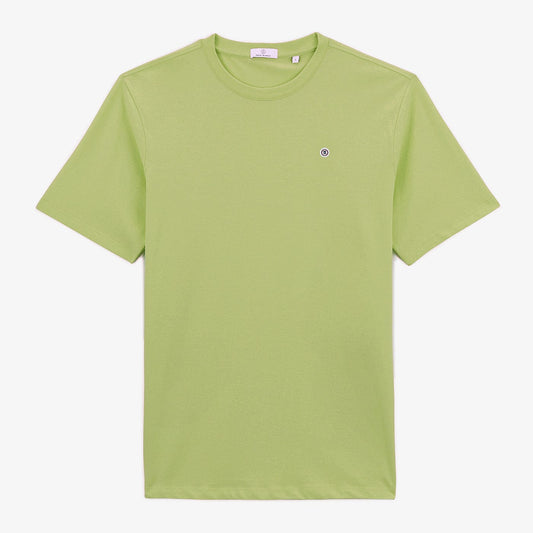 T-shirt Manches Courtes En Coton Col Rond Théo Vert Tilleul Homme SERGE BLANCO