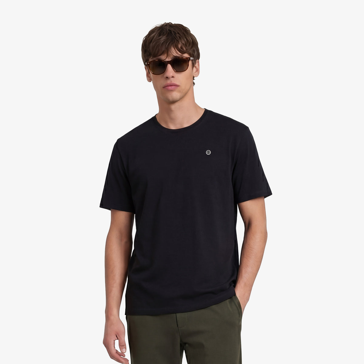 T-shirt col rond Théo en coton noir