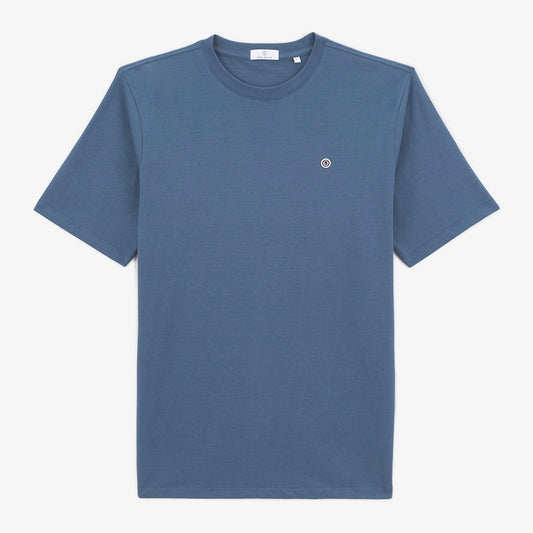 Tshirt Manches Courtes Col Rond En Coton Bleu Théo Homme SERGE BLANCO
