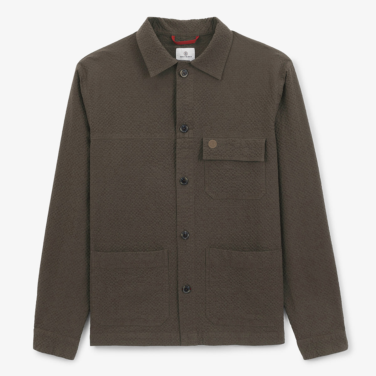 Worker-jasje van seersucker-katoen in kleibruin Wilfried HEREN SERGE BLANCO