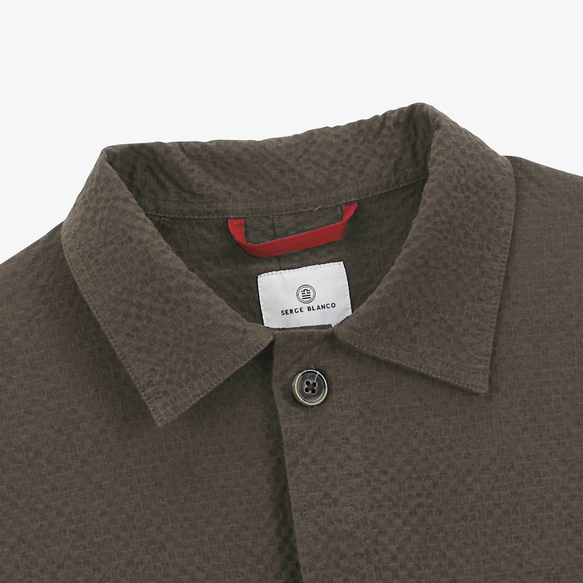 Worker-jasje van seersucker-katoen in kleibruin Wilfried HEREN SERGE BLANCO