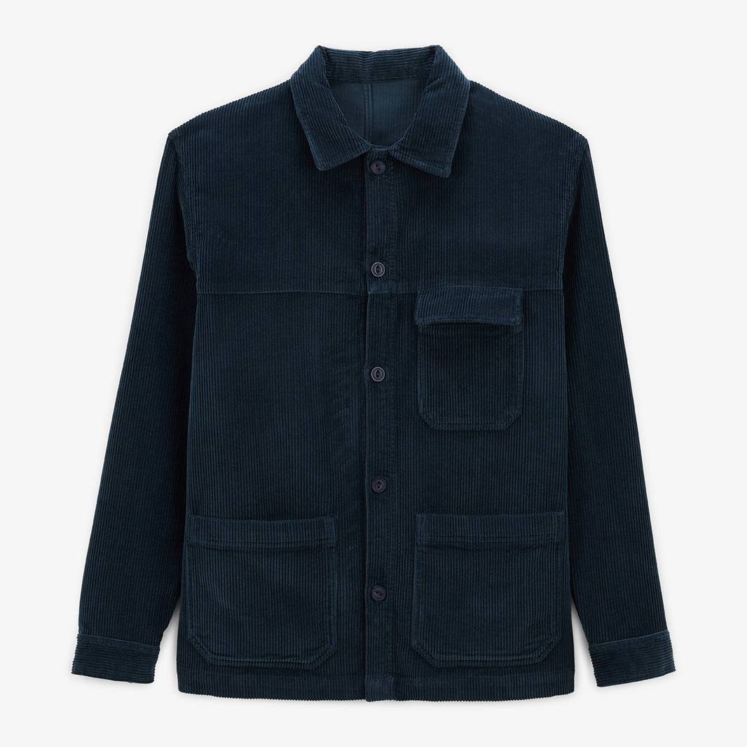 Wilfried Men's SERGE BLANCO Dark Navy Velvet Worker Jacket