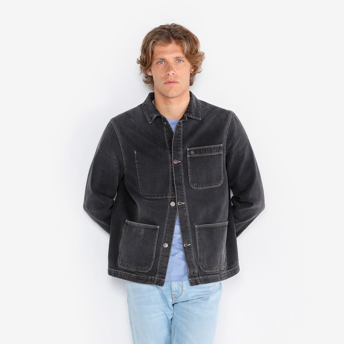 Veste Worker Wendel En Denim Gris Foncé Homme SERGE BLANCO