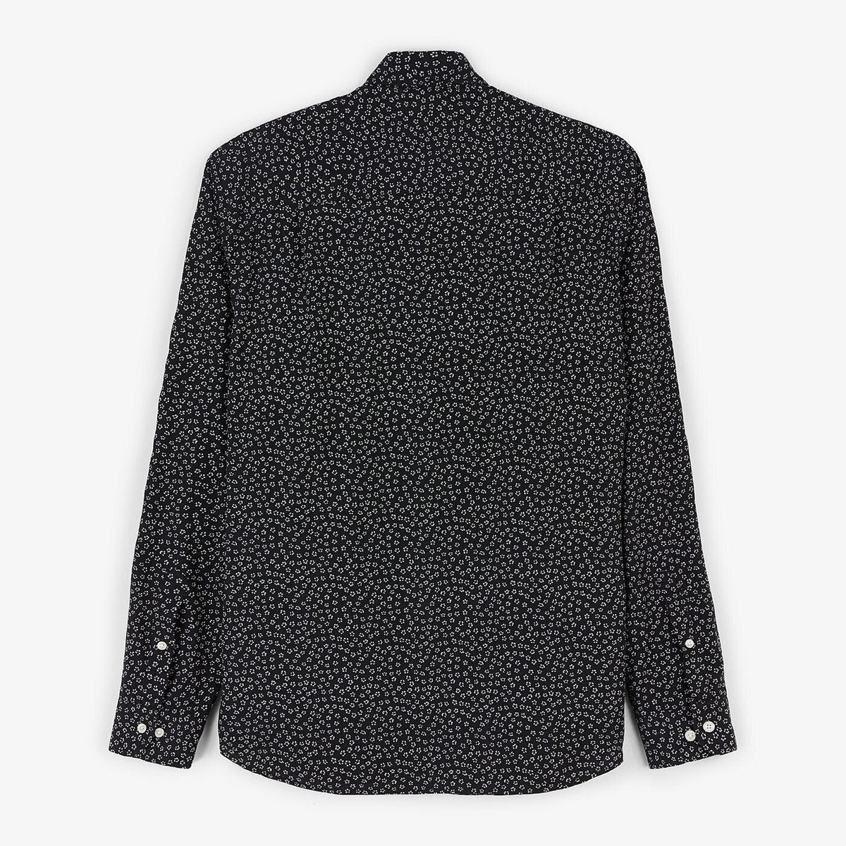 Herrenhemd mit Blumenprint, schwarz, taillierter Schnitt