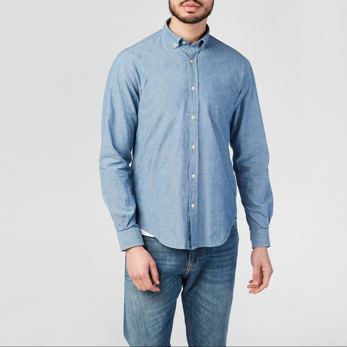 Langärmliges Chambray-Hemd