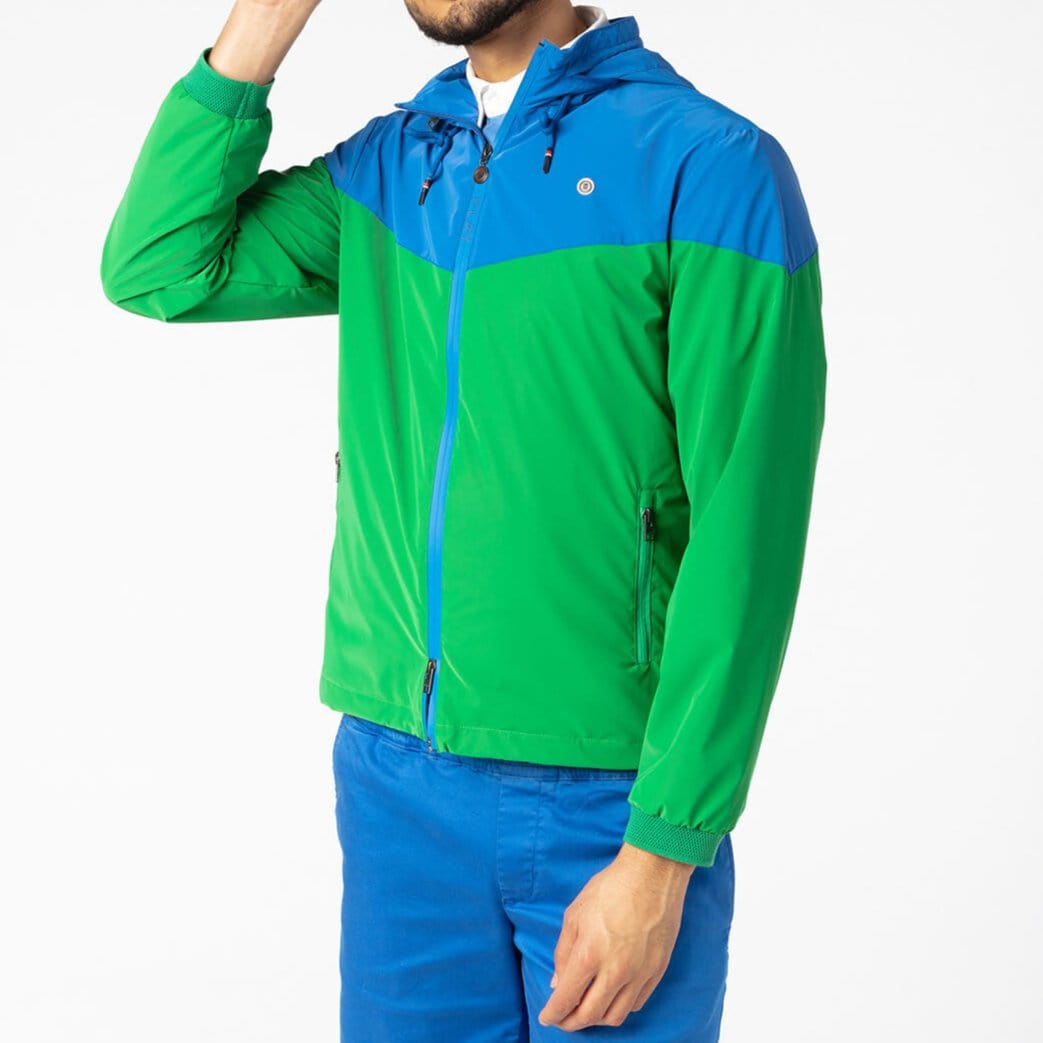 Zweifarbige winddichte Jacke in Grasgrün PLAY