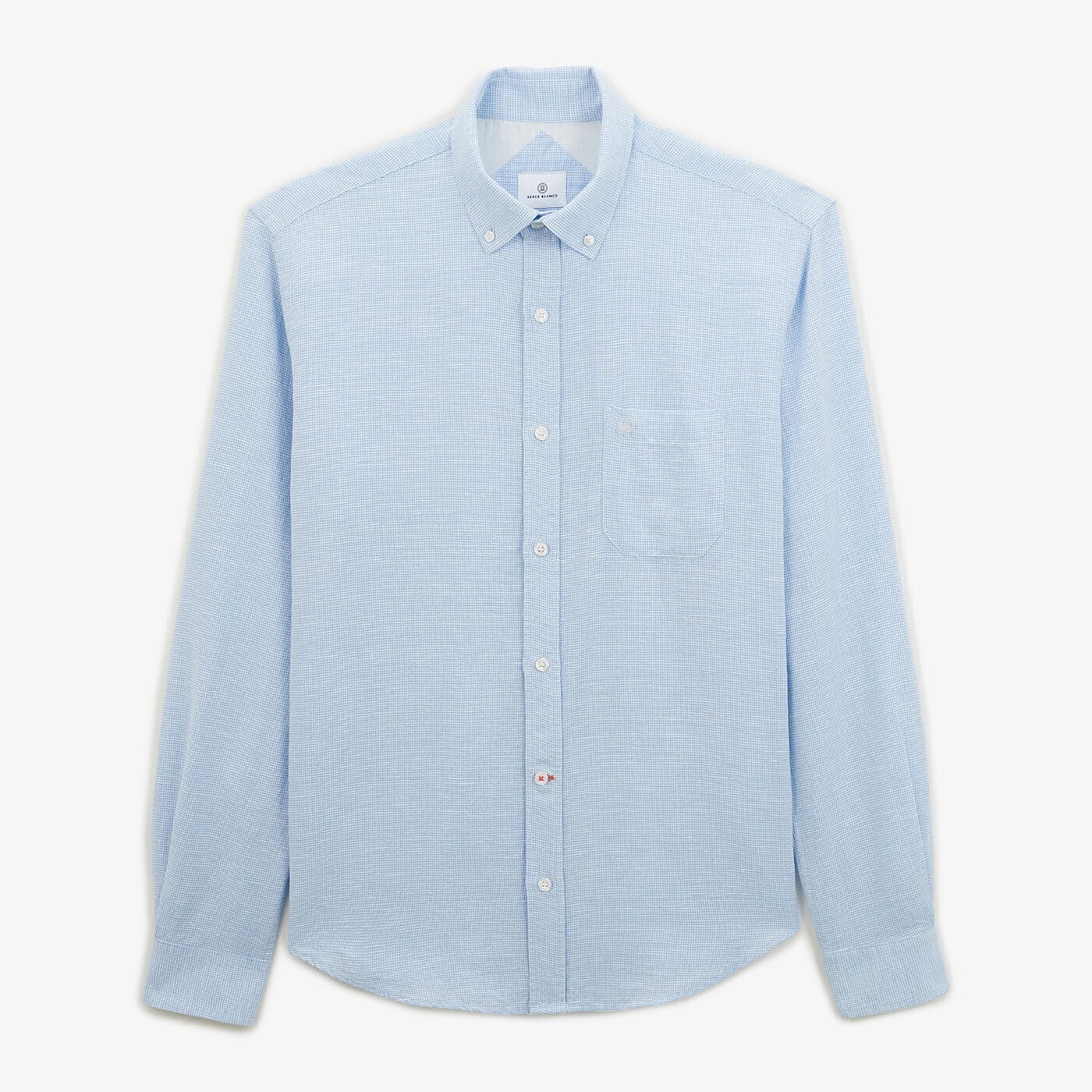 Regular-Fit-Hemd in Himmelblau aus Leinen und Baumwolle