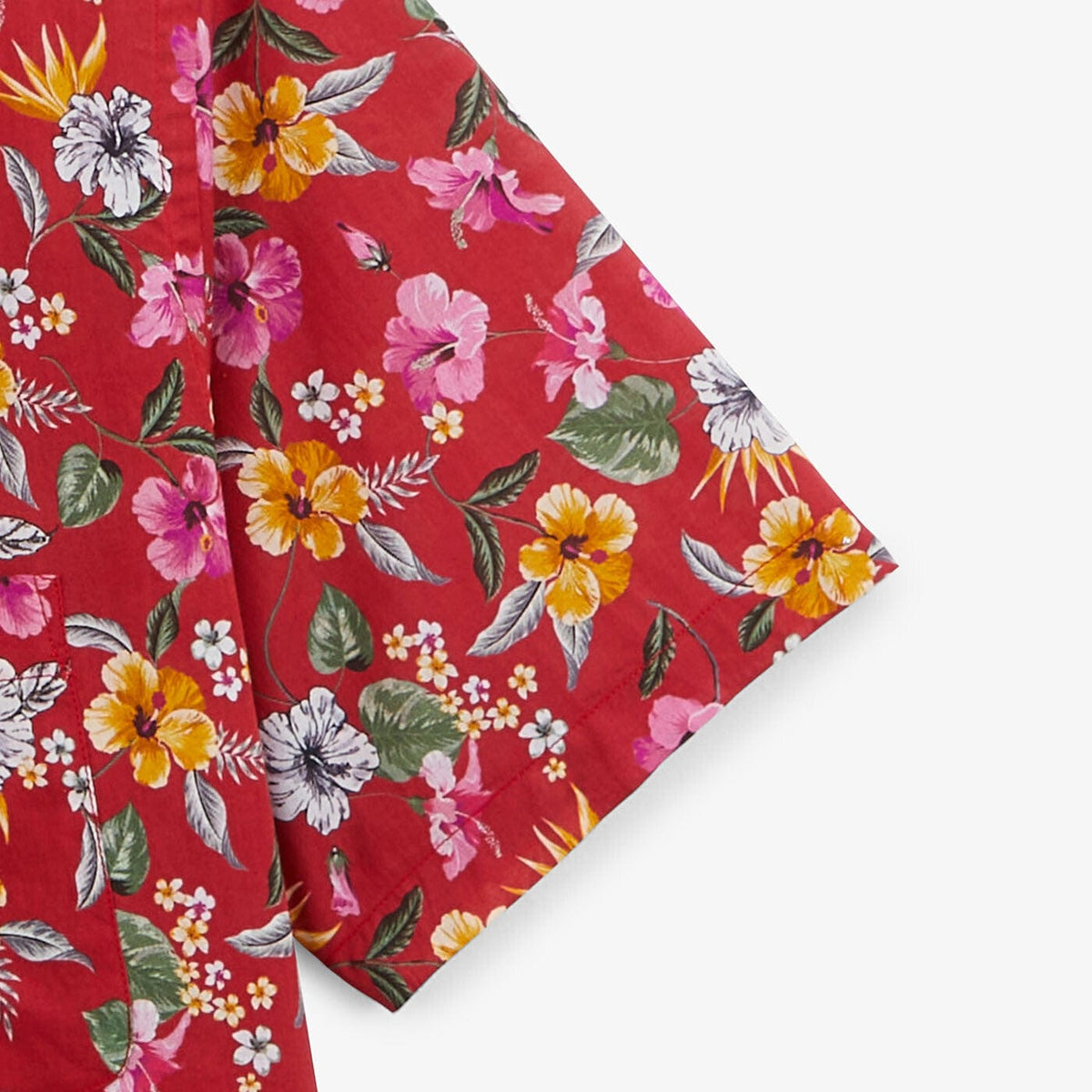 Kurzarmhemd, reguläre Passform, rot, mit Blumenprint