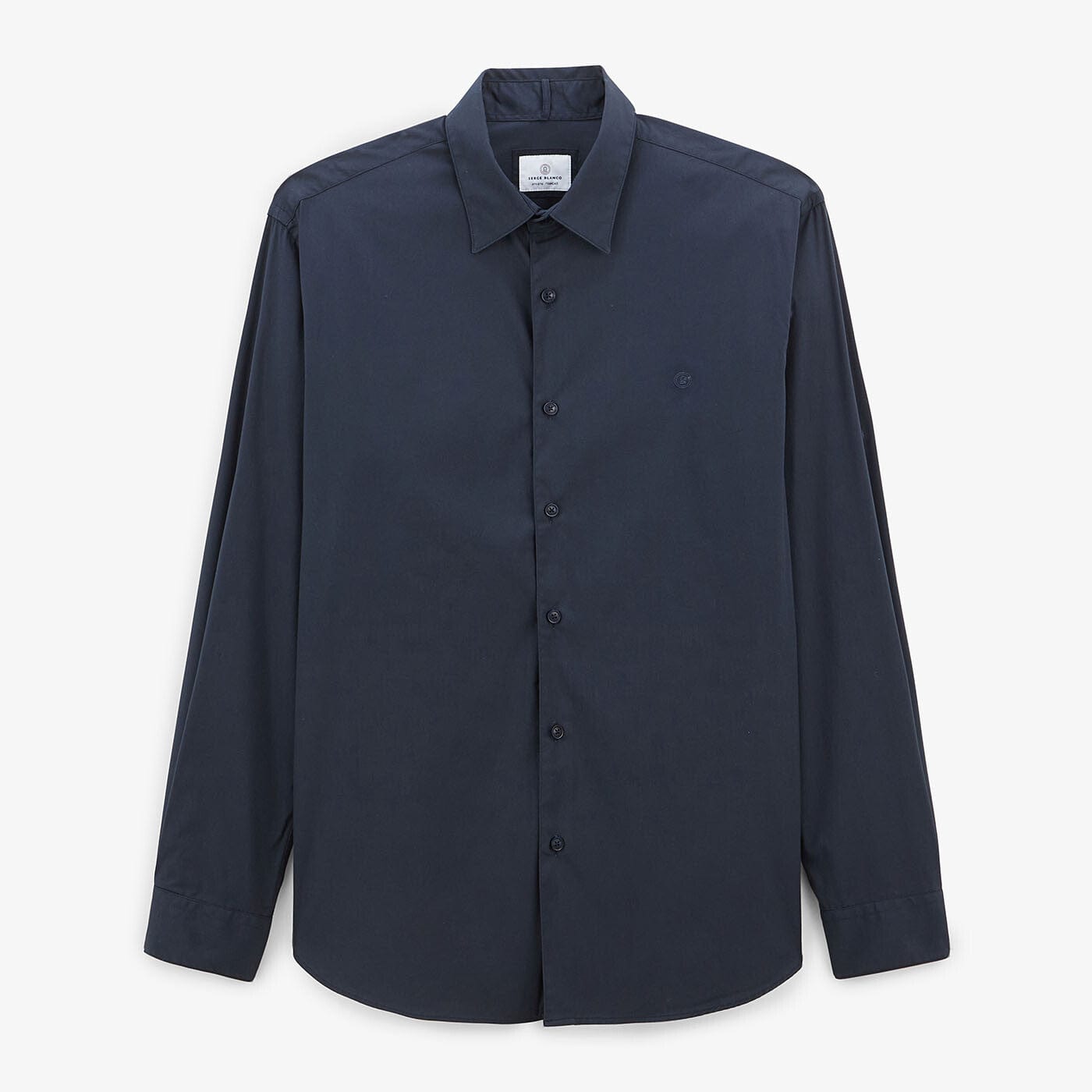 Einfarbiges Langarmhemd in Dunkelblau