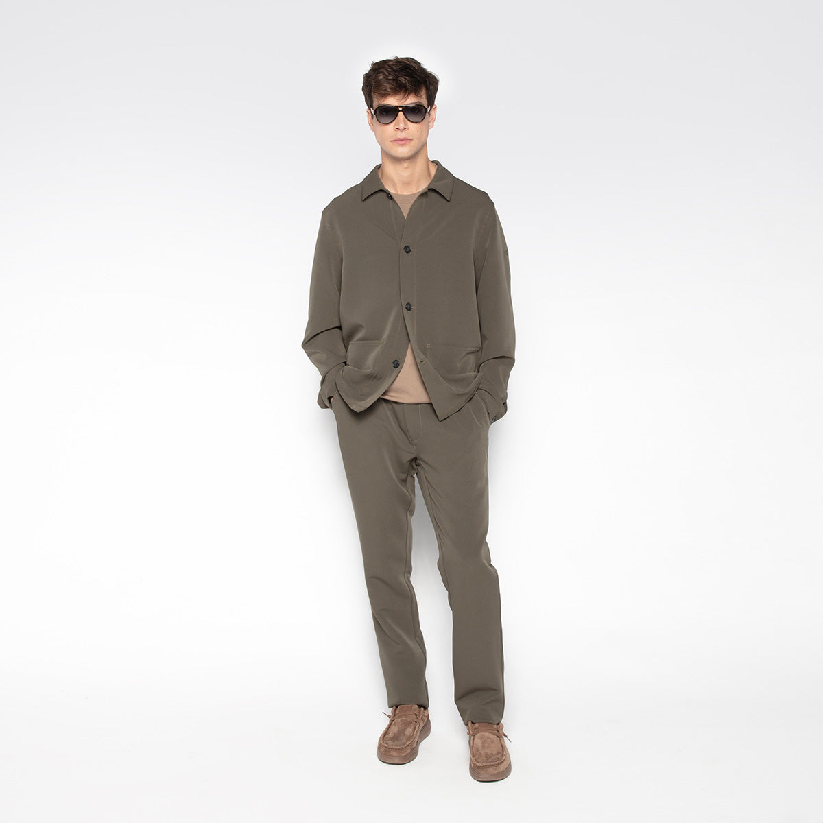 Chino 549 Stretch Regular Komfort elastischer Bund militärgrün Herren SERGE BLANCO