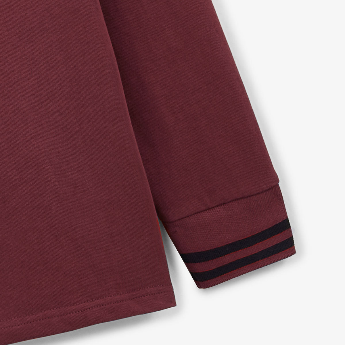 Langärmliges Rugby-Shirt mit rotem Kragen, Merlot, Herren, SERGE BLANCO