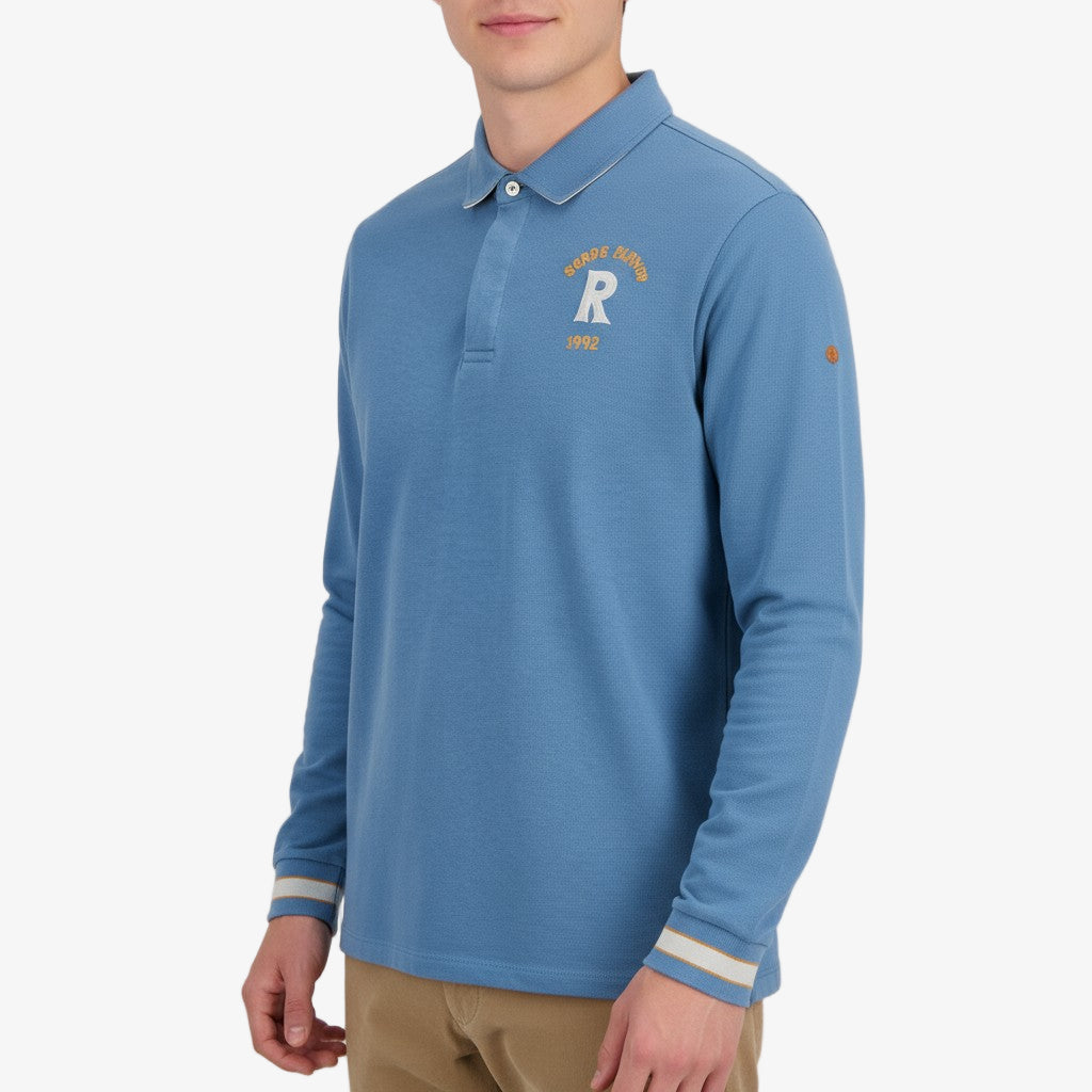 Langärmeliges Rugby-Shirt aus blauer Baumwolle Lior Herren SERGE BLANCO