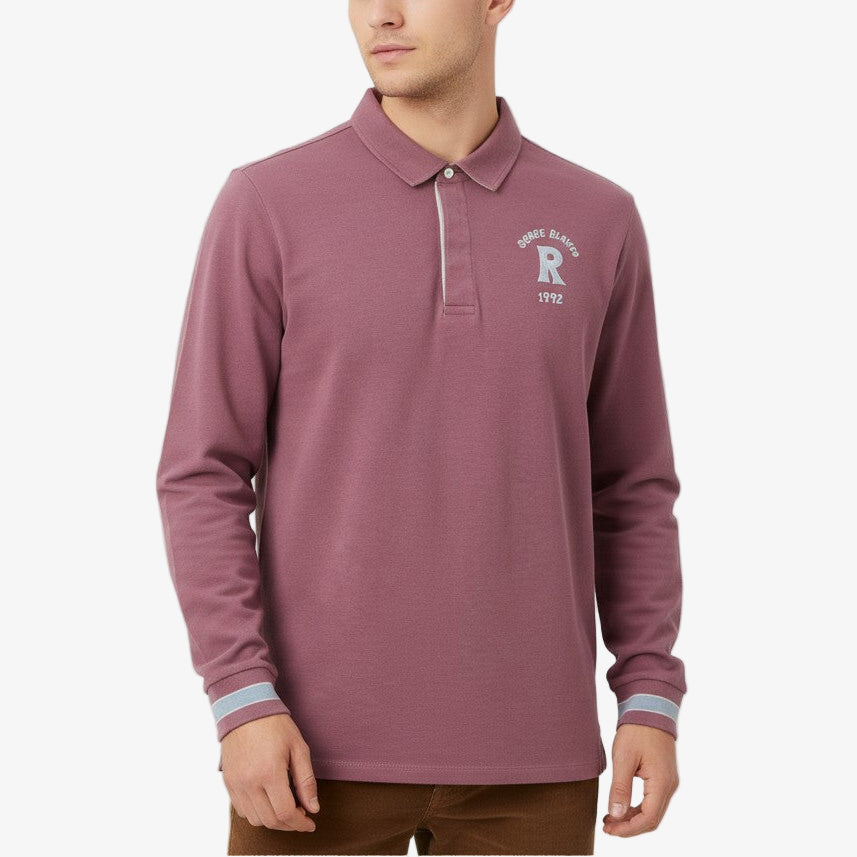 Langärmeliges Rugby-Shirt aus purpurvioletter Baumwolle Lior Herren SERGE BLANCO