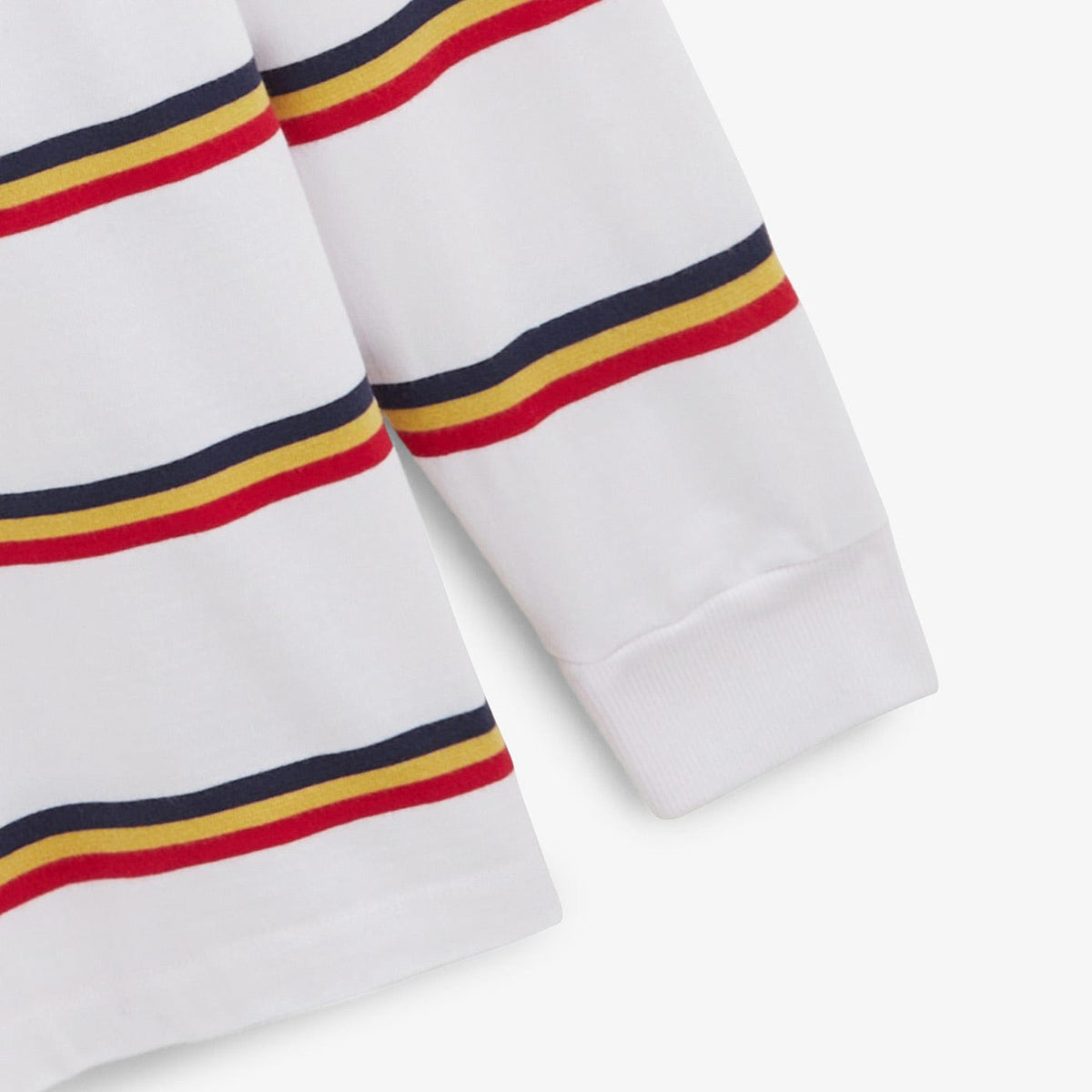 Langärmliges Rugby-Shirt Landen, weiß gestreift, aus Baumwolle, für Herren, Serge Blanco