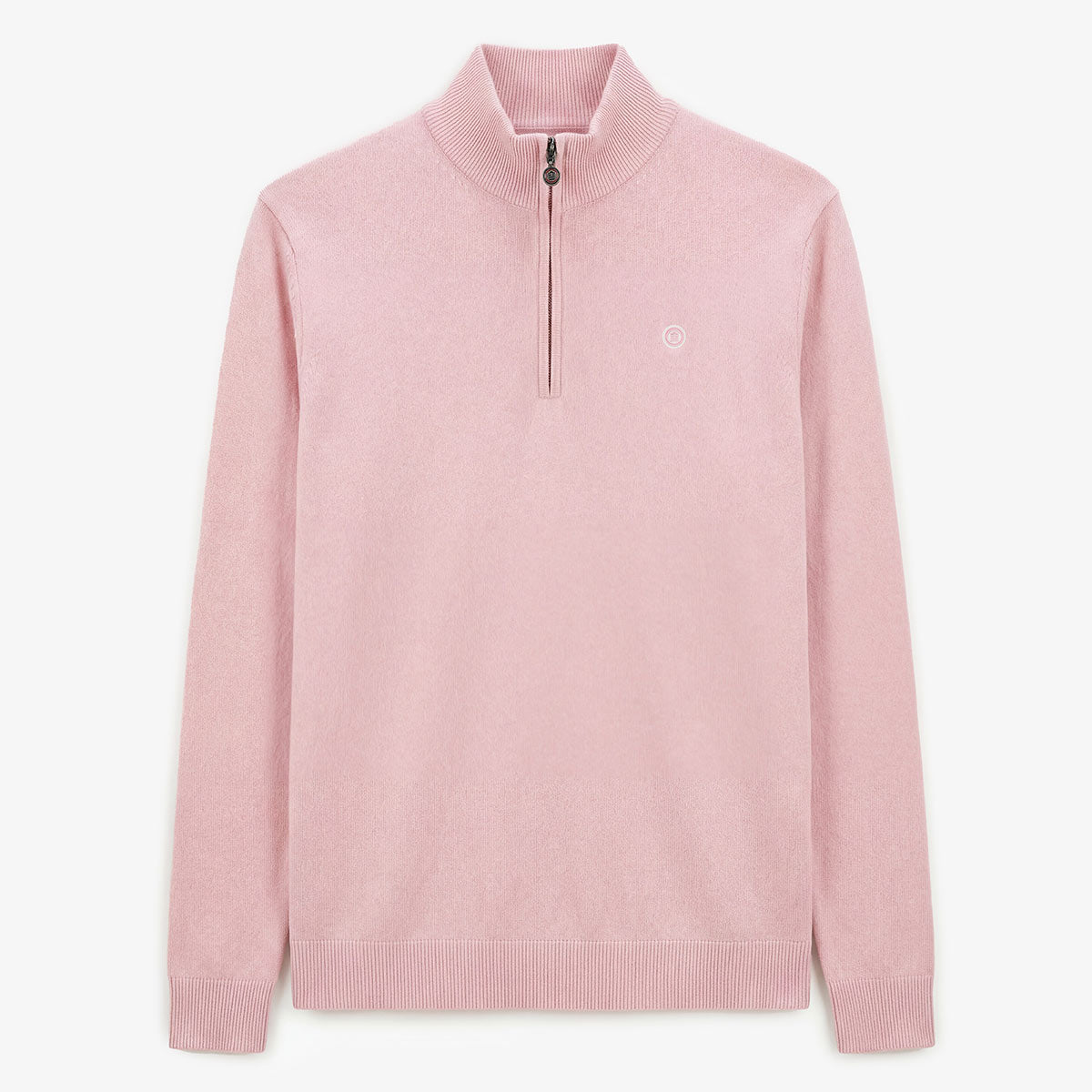 Pullover mit Reißverschlusskragen aus Baumwolle und Wolle in Rosa von Malo