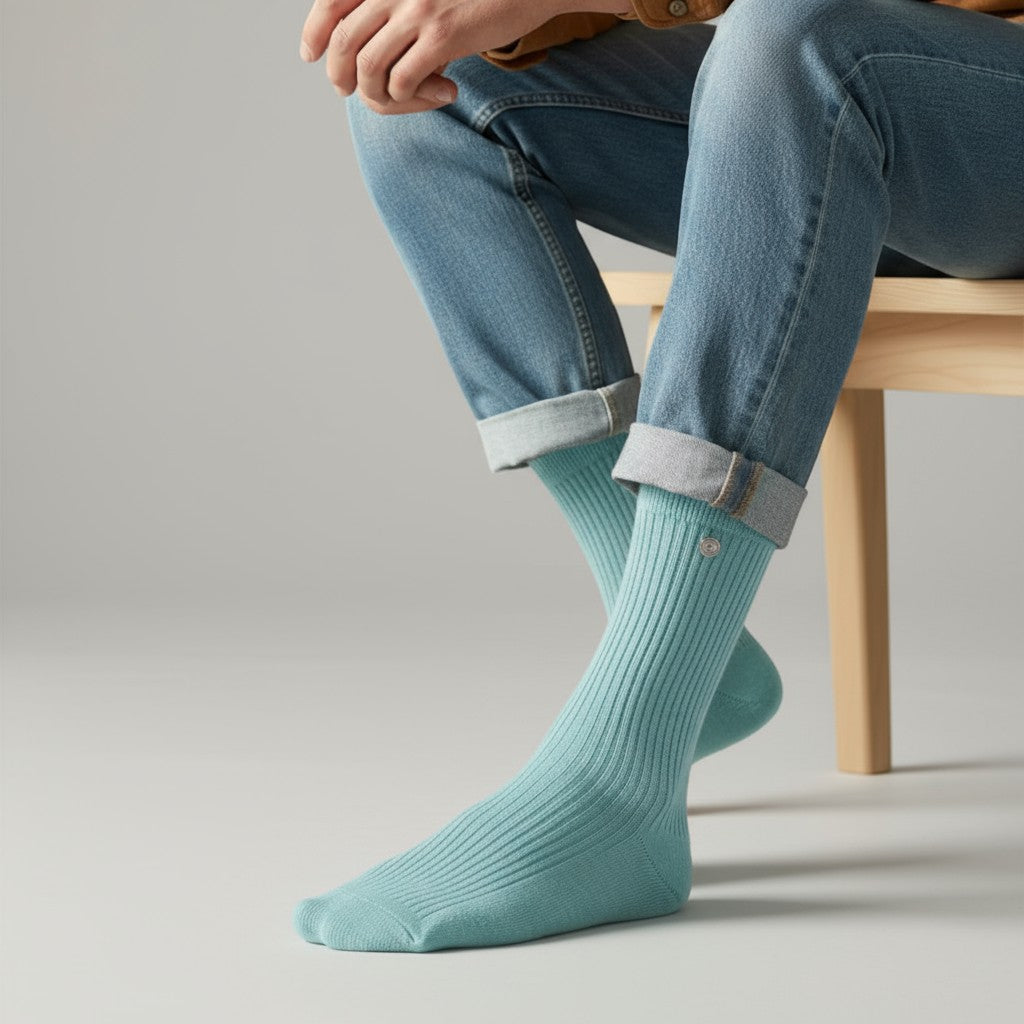 3er-Pack einfarbige lange Socken in Himmelblau von SERGE BLANCO