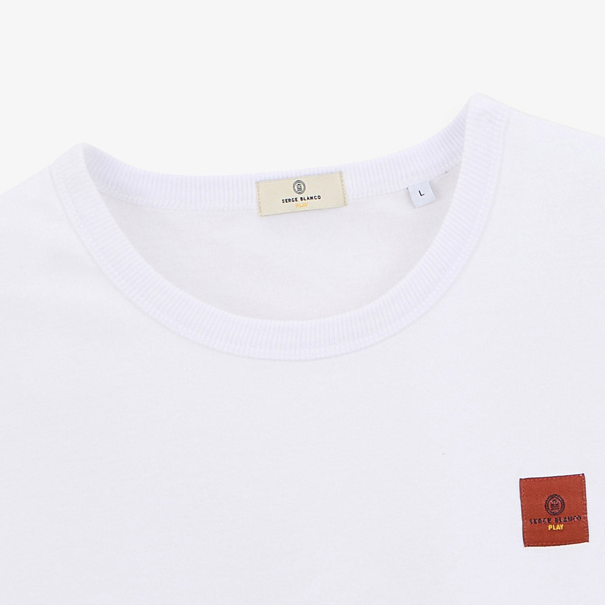 Weißes T-Shirt mit Rundhalsausschnitt aus Baumwolle, mit Tintenfisch-Aufdruck auf der Rückseite, HERREN SERGE BLANCO