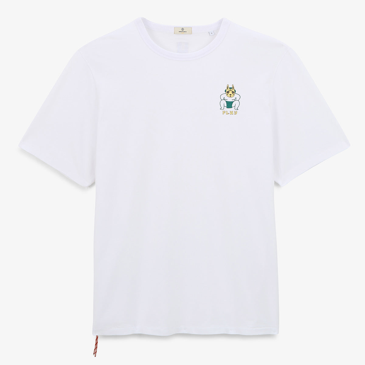 T-Shirt mit Rundhalsausschnitt aus Baumwolljersey mit Sumo-Aufdruck auf der Brust HERREN SERGE BLANCO