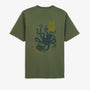 T-Shirt mit Rundhalsausschnitt in Armygrün aus Baumwolle mit Tintenfisch-Aufdruck auf der Rückseite für Herren SERGE BLANCO