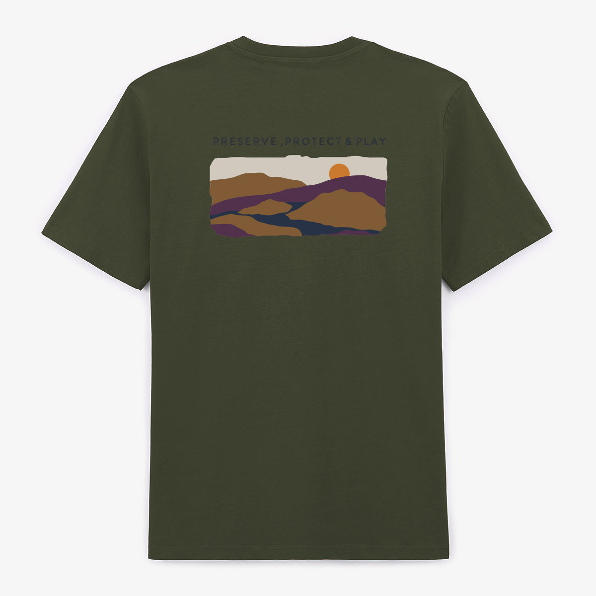 Kurzarm-T-Shirt aus Baumwolle mit olivgrünem Aufdruck