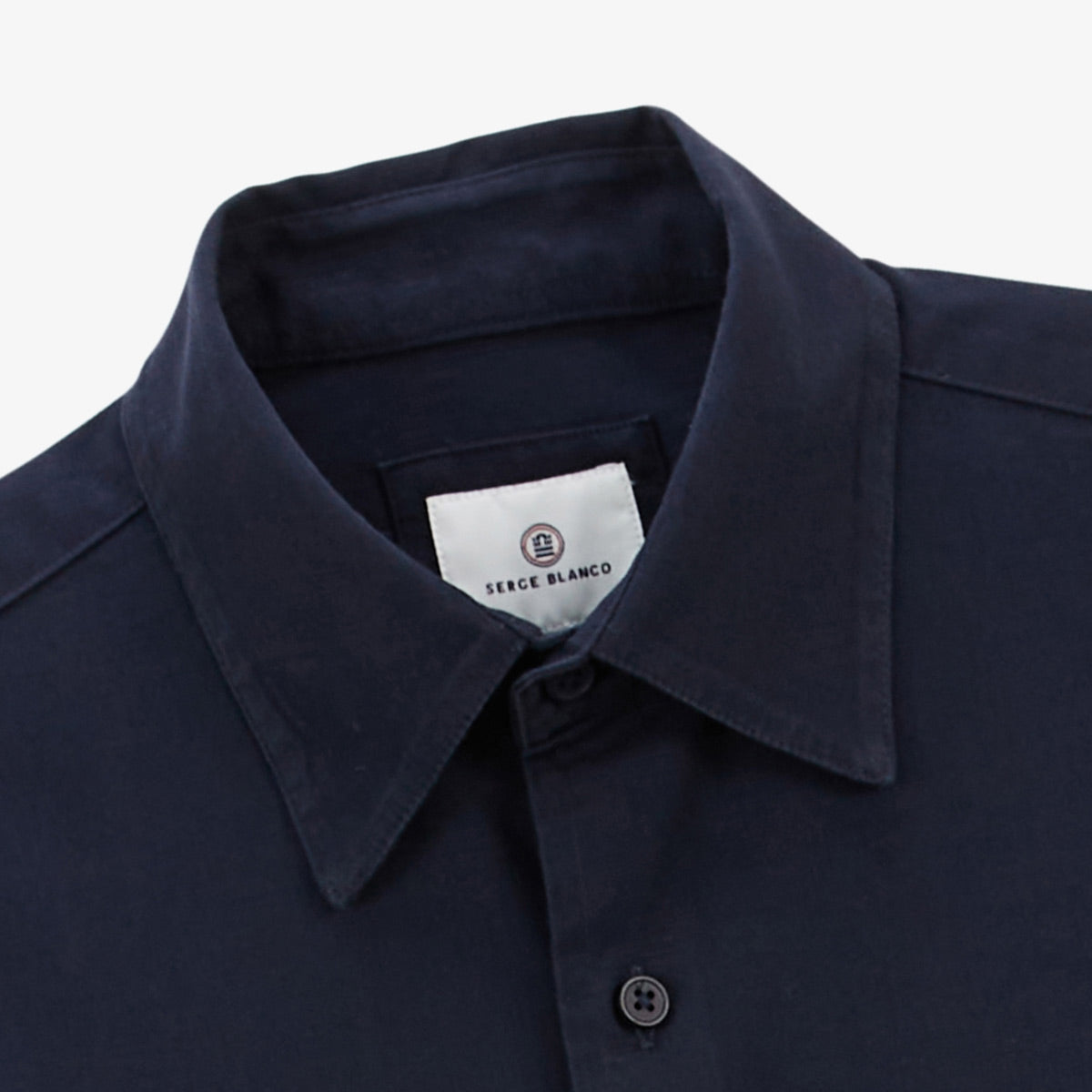 Langärmliges Hemd aus einfarbiger Baumwolle in Dunkelblau Navy Charles Herren SERGE BLANCO