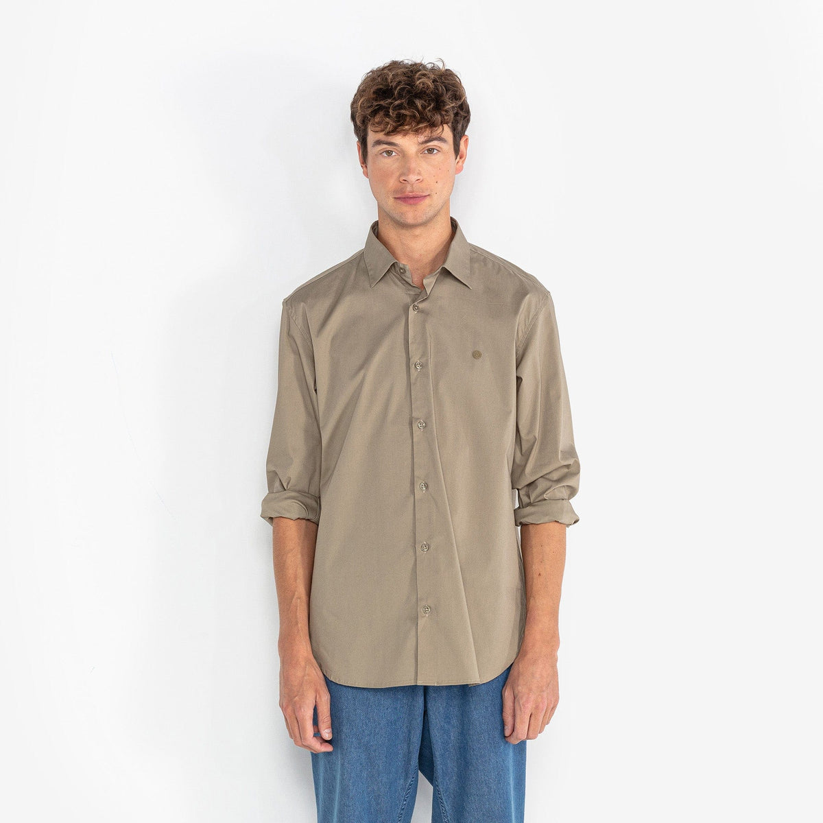 Langarmhemd für Herren, Teakgrün-Khaki, SERGE BLANCO