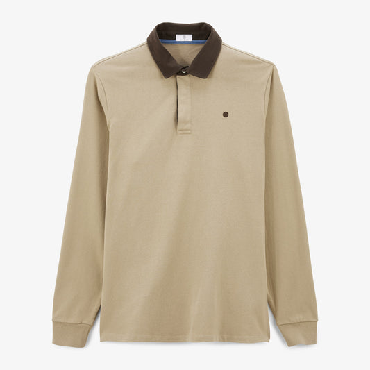 Langärmeliges Rugby-Shirt aus Baumwolle in Beige Lupin für Herren SERGE BLANCO