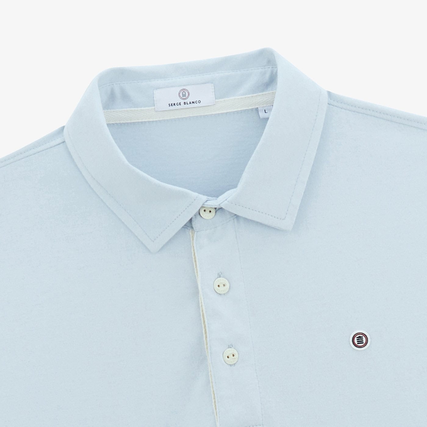 Kurzärmeliges Rugby-Polohemd Lyes aus Baumwolljersey in Himmelblau für Herren SERGE BLANCO