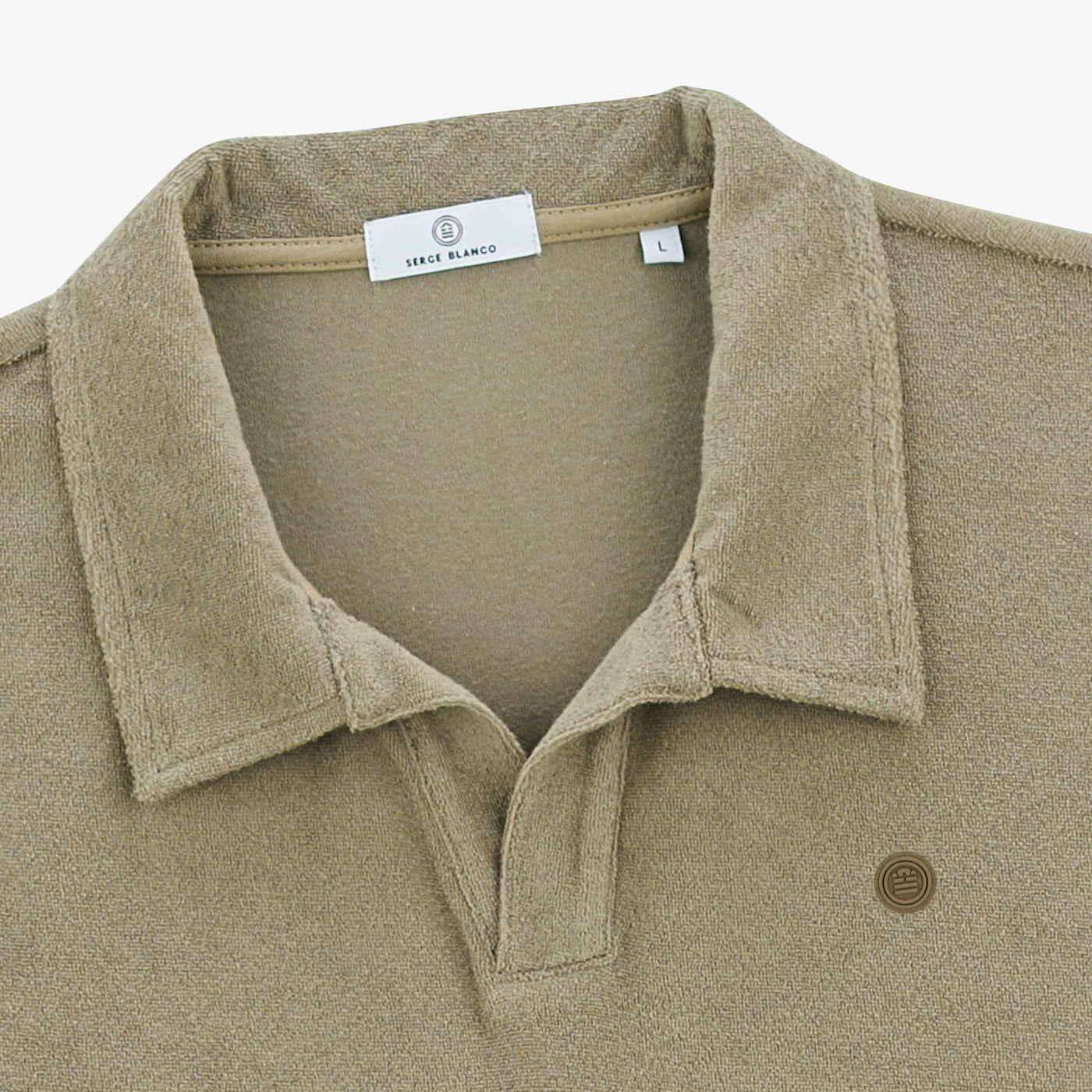 Kurzarm-Polohemd Lane aus Baumwollfrottee in Teakgrün Khaki für Herren SERGE BLANCO