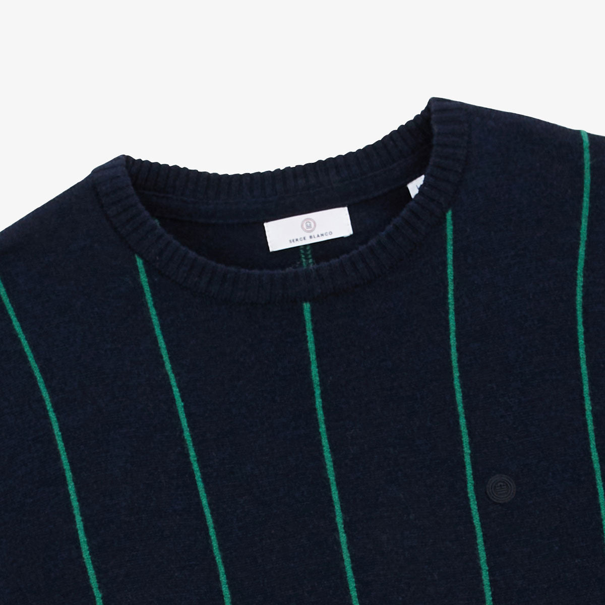 Gestreifter Pullover aus Baumwolle und Wolle in Dunkelblau Navy Milo Herren SERGE BLANCO