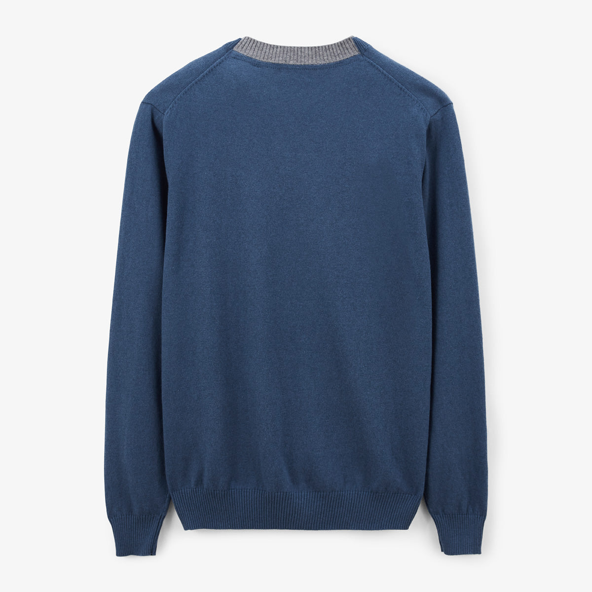 Pullover mit doppeltem Kragen aus kontrastierender Baumwolle und Wolle, blau, Mathis, Herren, SERGE BLANCO