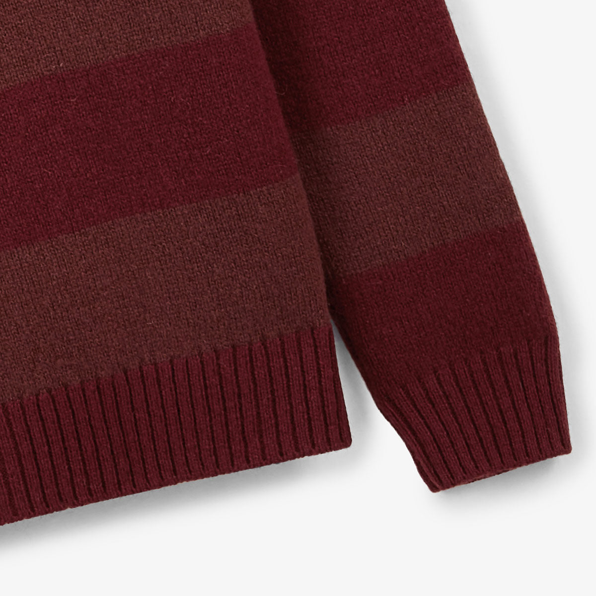 Pullover mit Rundhalsausschnitt aus merlotroter Wolle mit Streifenmuster Musa Herren SERGE BLANCO