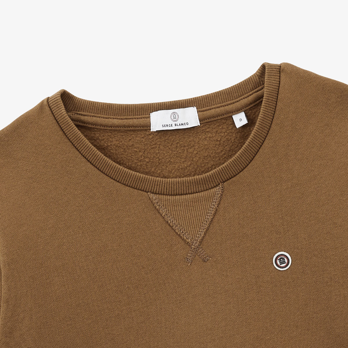 Jungen-Sweatshirt mit Rundhalsausschnitt aus brauner Baumwollfleece SERGE BLANCO