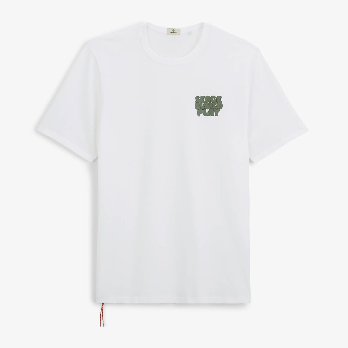 T-Shirt mit Rundhalsausschnitt aus weißer Baumwolljersey mit Aufdruck auf der Brust für Herren SERGE BLANCO