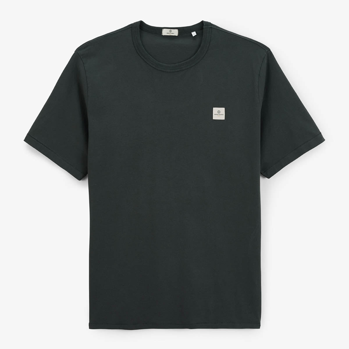 T-Shirt mit Rundhalsausschnitt aus grauer Baumwolljersey mit Aufdruck auf der Rückseite für Herren SERGE BLANCO