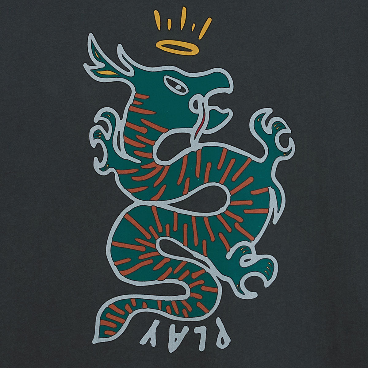 T-Shirt mit Rundhalsausschnitt, grau meliert, aus Baumwolle, mit Drachenaufdruck auf der Rückseite, Herren, SERGE BLANCO