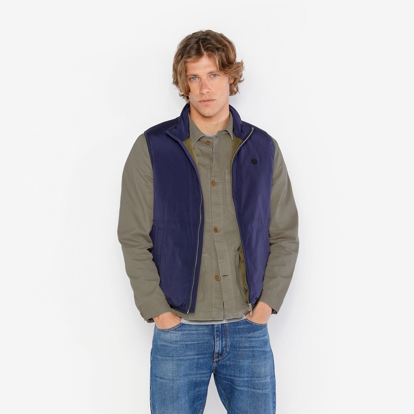 Jacke Worker Wendel mit Fischgrätenmuster, Teakgrün, Khaki, Herren SERGE BLANCO