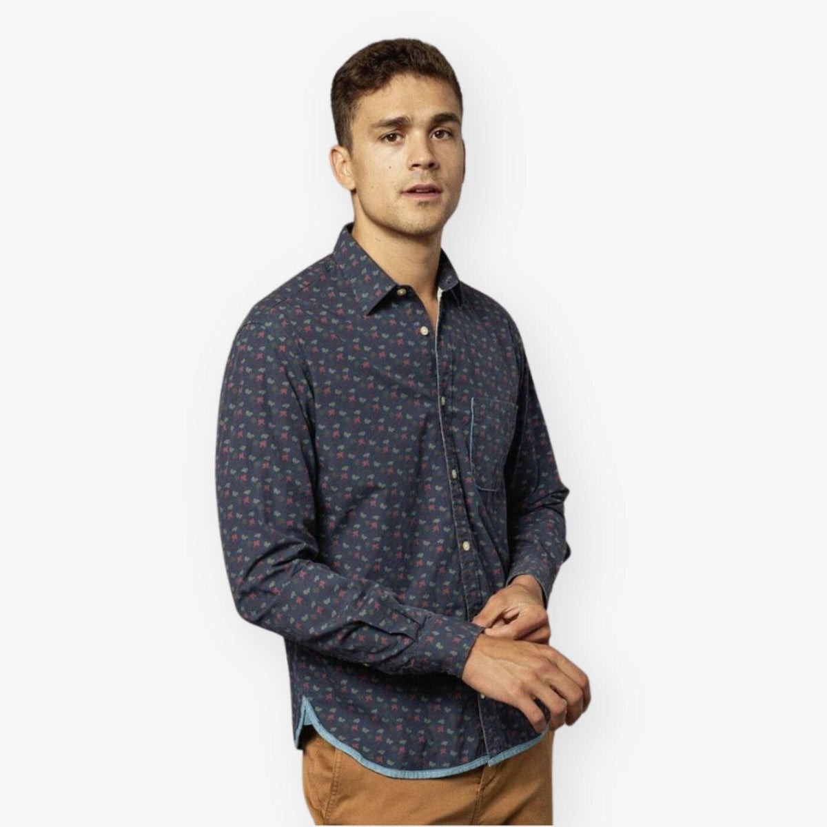 Long-Sleeved Poplin Shirt with Camouflage Pattern