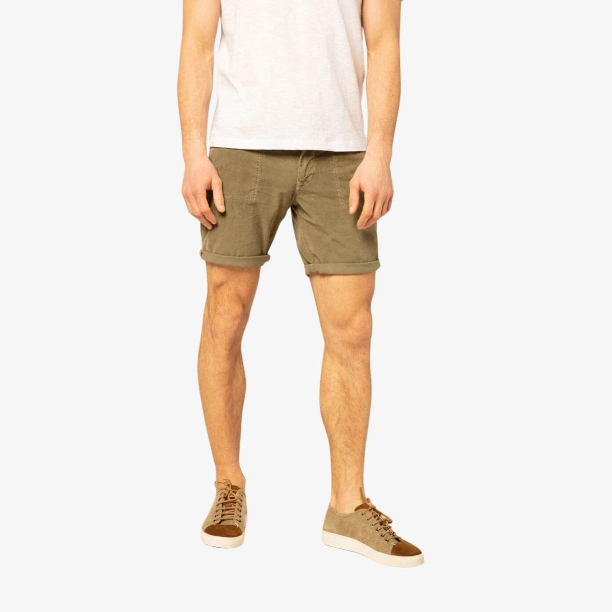 Military velvet Bermuda shorts
