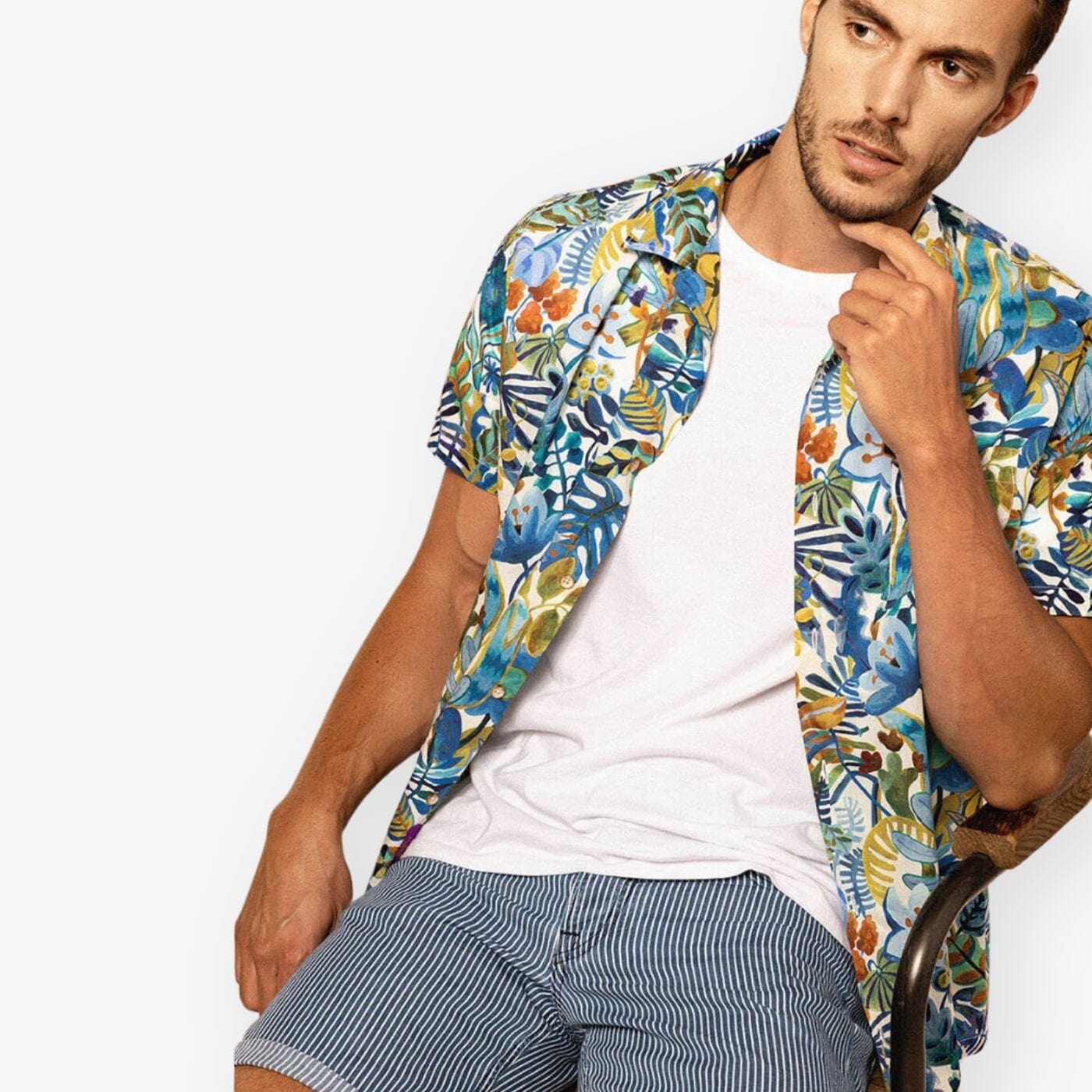 Organic Cotton Striped Bermuda Shorts