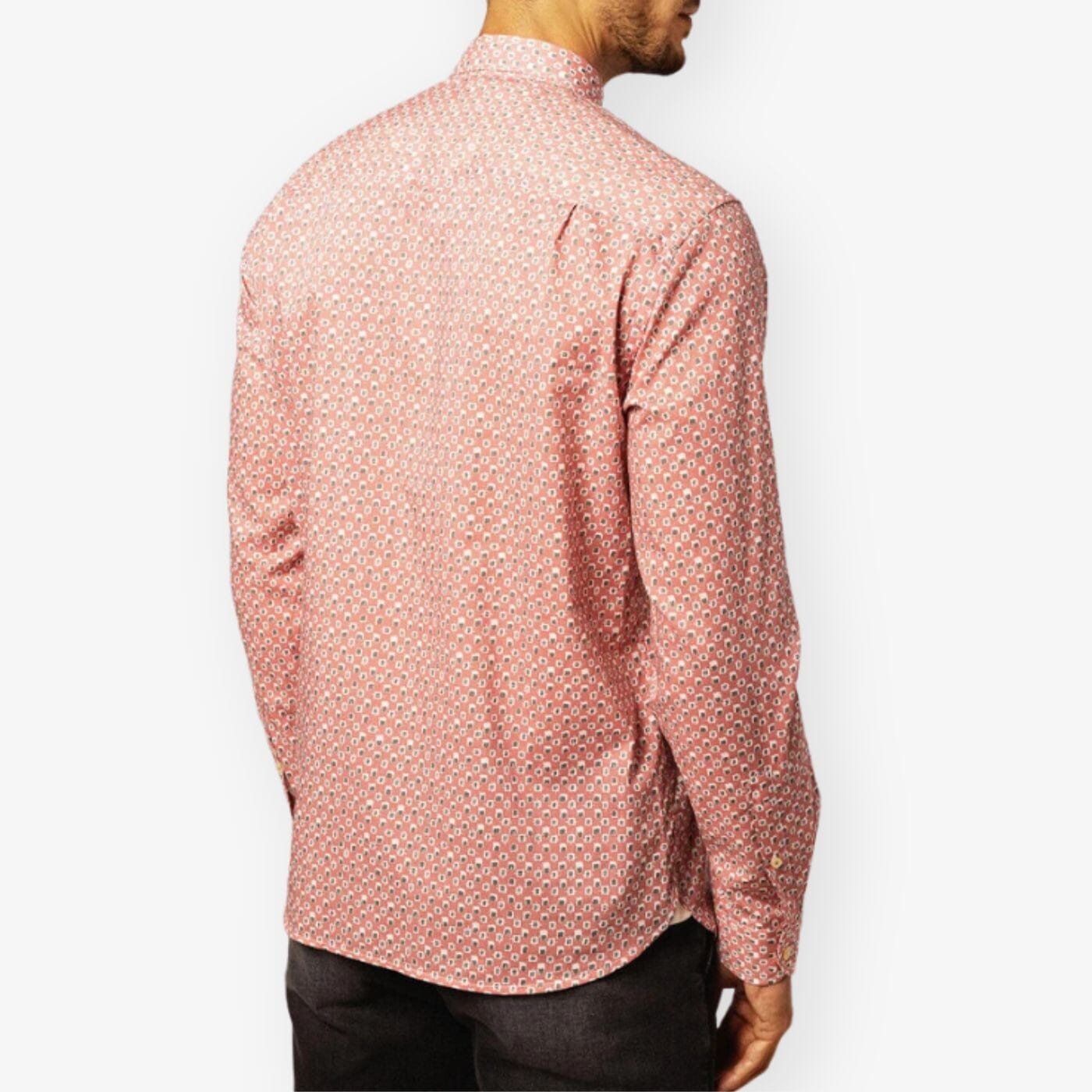 Long Sleeve Poplin Shirt with Contemporary Print