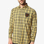 Long Sleeve Comfort Shirt with Square Collar and Check Pattern
