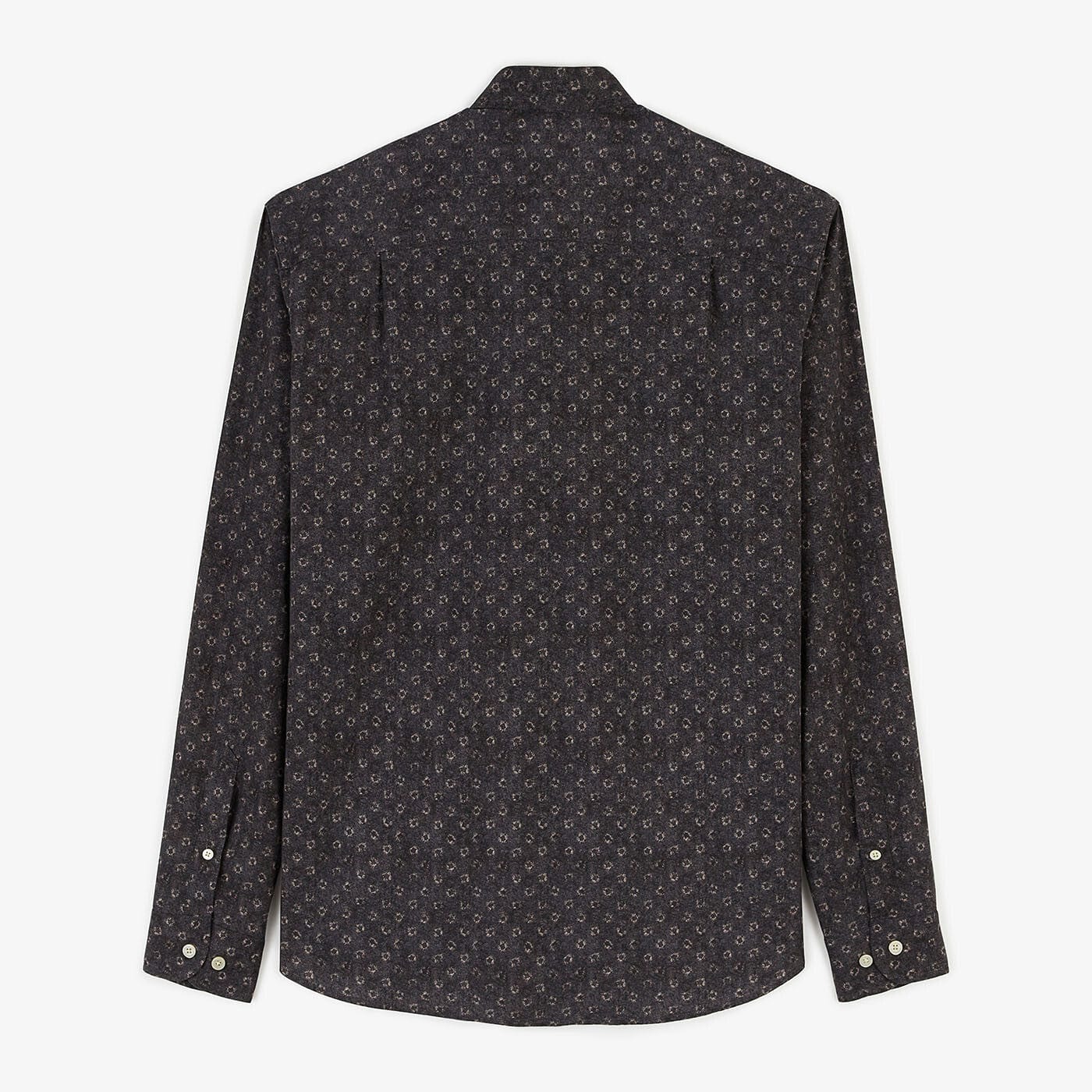 Charcoal printed poplin shirt with a fitted cut