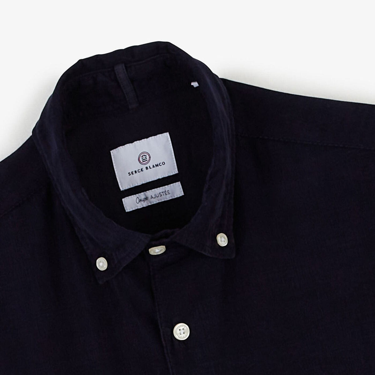 Dark blue solid long-sleeved shirt
