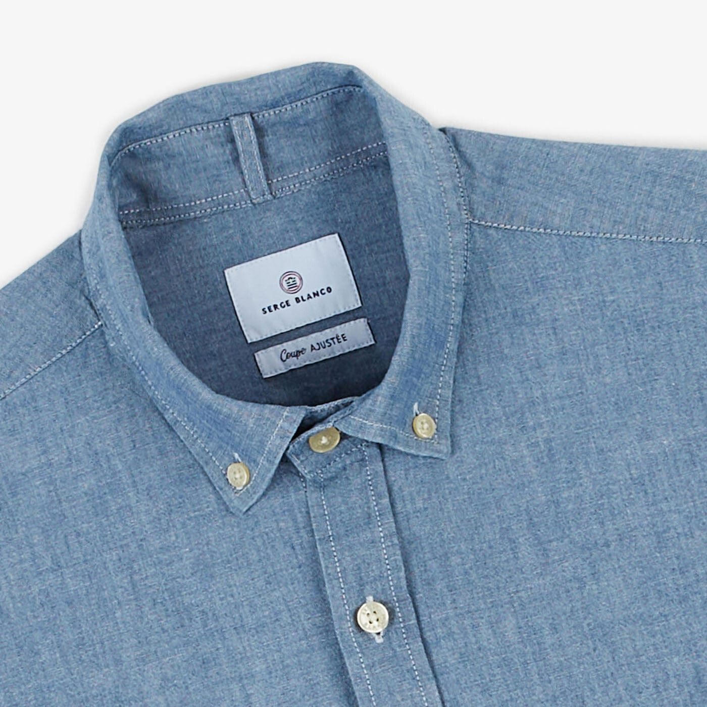Long-sleeved chambray shirt