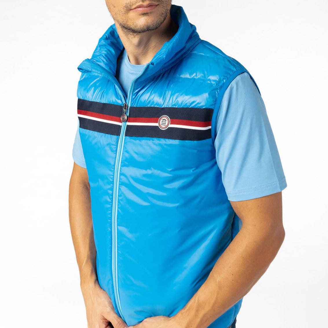 PLAY sky blue sleeveless down jacket