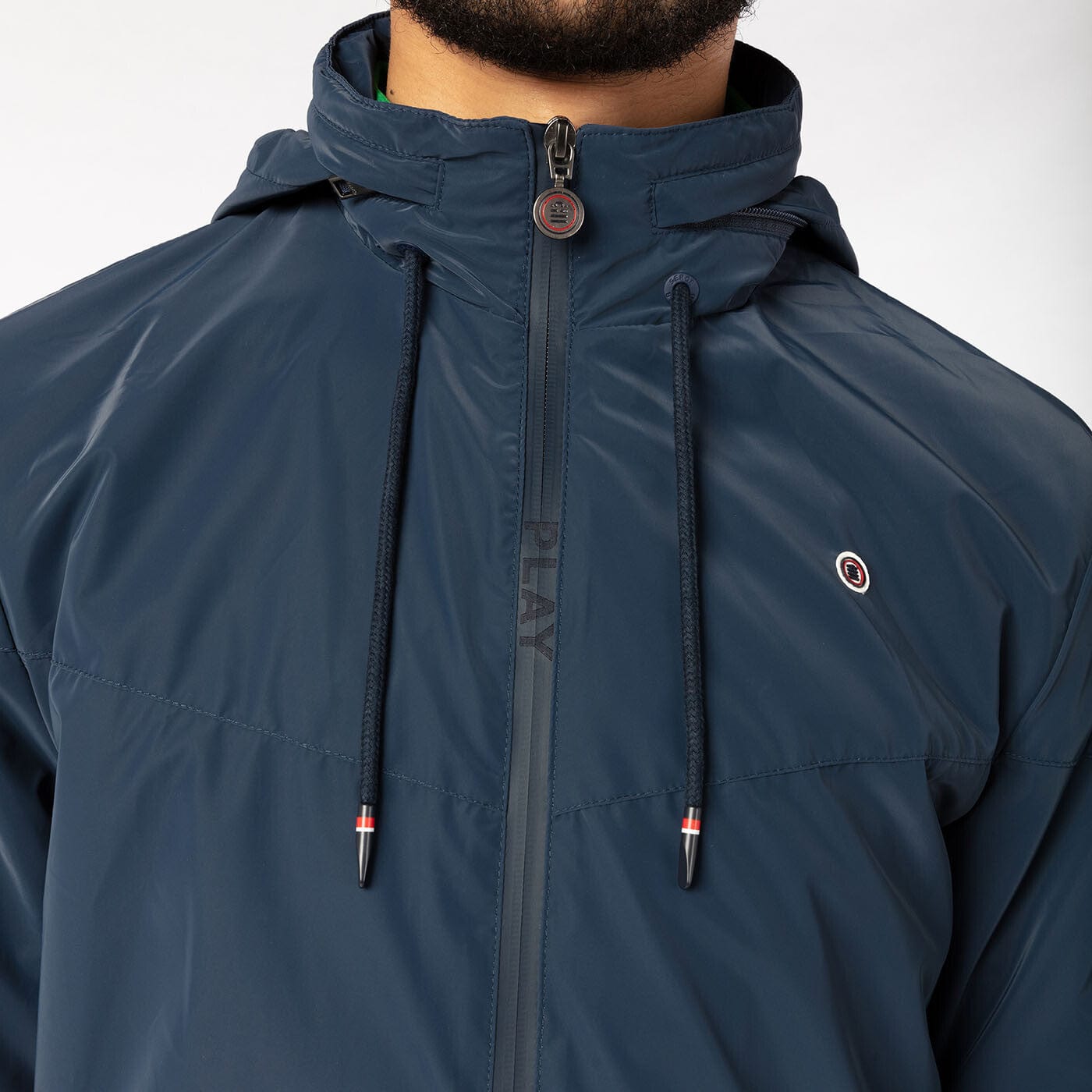 PLAY navy blue long windbreaker jacket