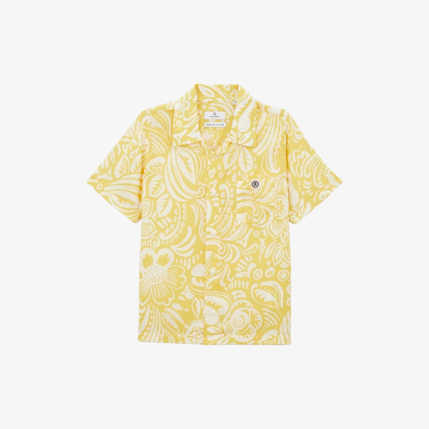 Junior short-sleeved shirt with yellow print